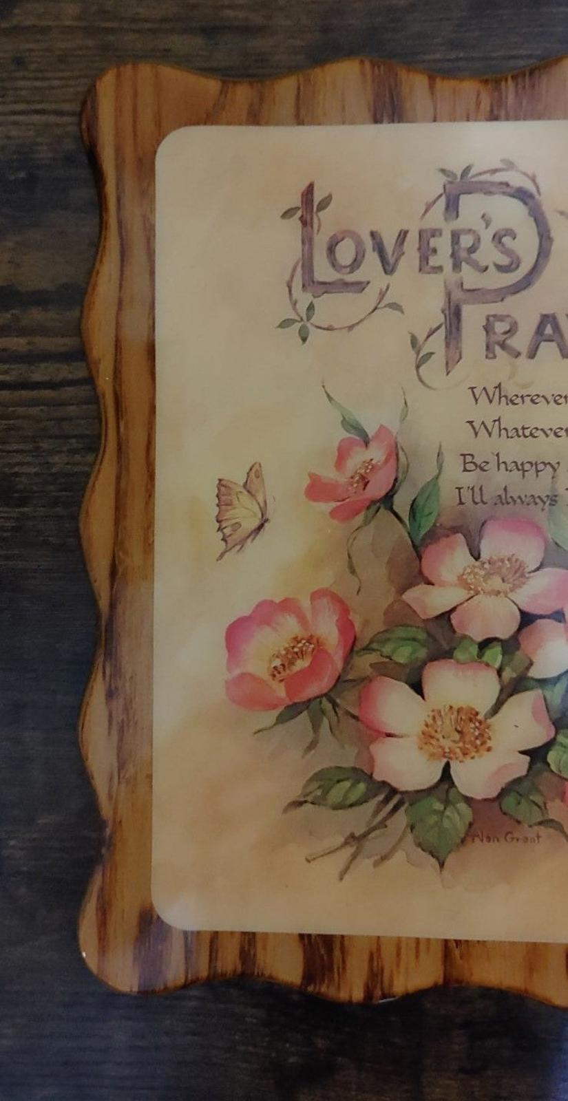 1970's Lover's Prayer Epoxy Coated Wood Wall Plaque