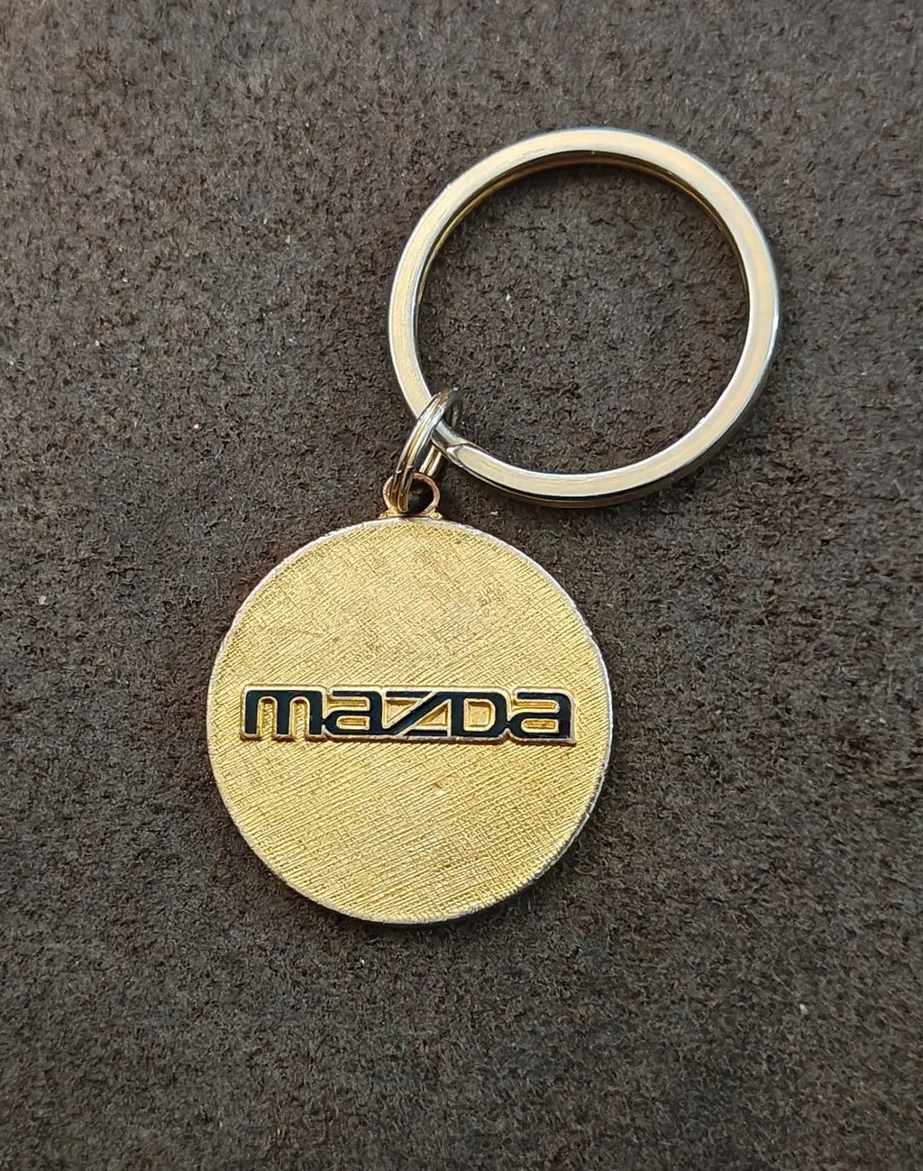1980s Vintage Rare Gold Tone With Black Enamel Mazda Keychain