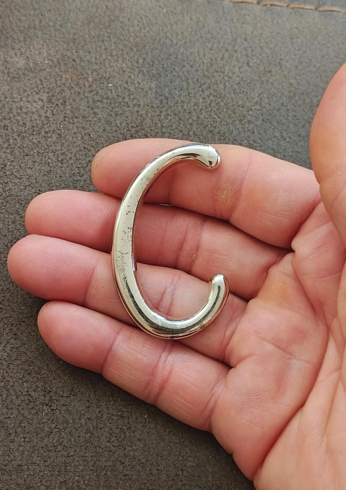 1980s Monogram Initial Letter C Silver Tone Pin/Brooch