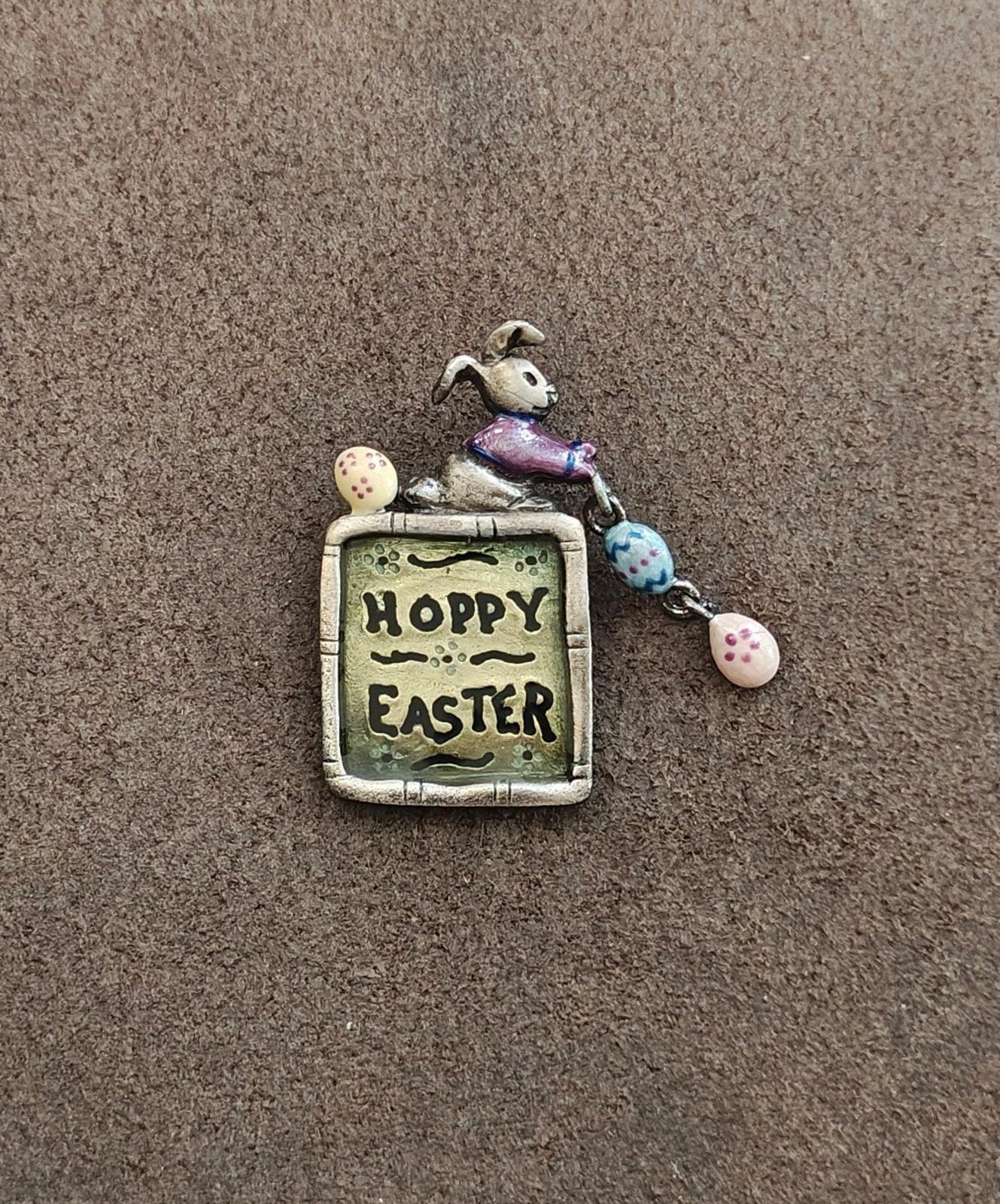 1980s Signed Tanya Creations (TC) "Hoppy Easter" Pewter Brooch Pin