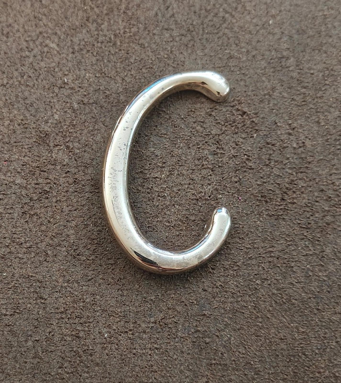 1980s Monogram Initial Letter C Silver Tone Pin/Brooch