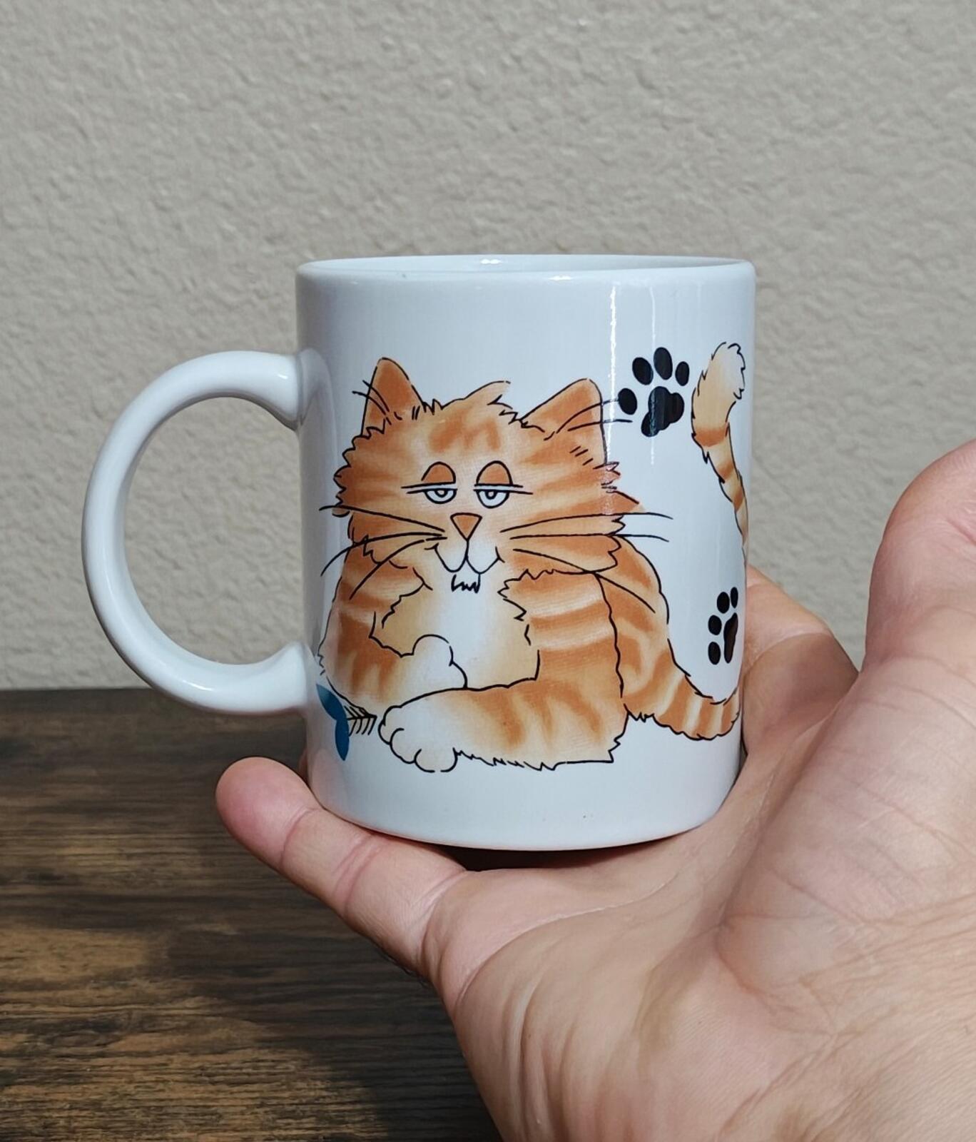 1980s Calico Cat White Mug