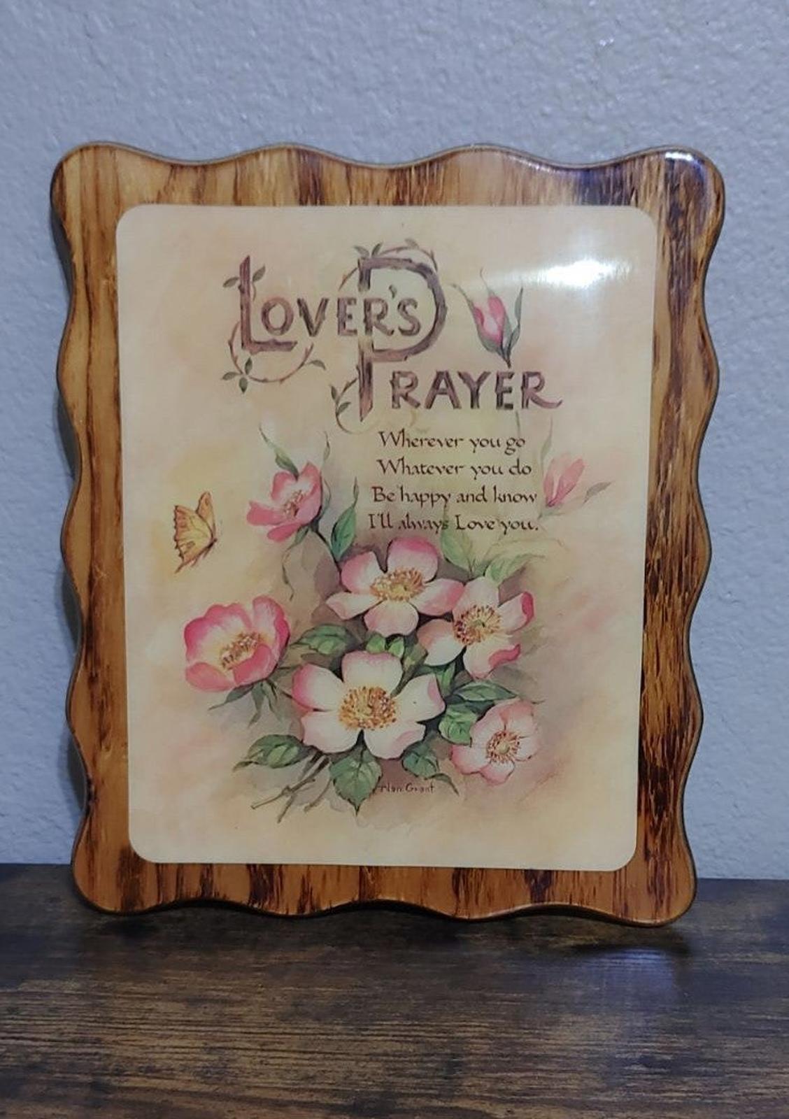1970's Lover's Prayer Epoxy Coated Wood Wall Plaque
