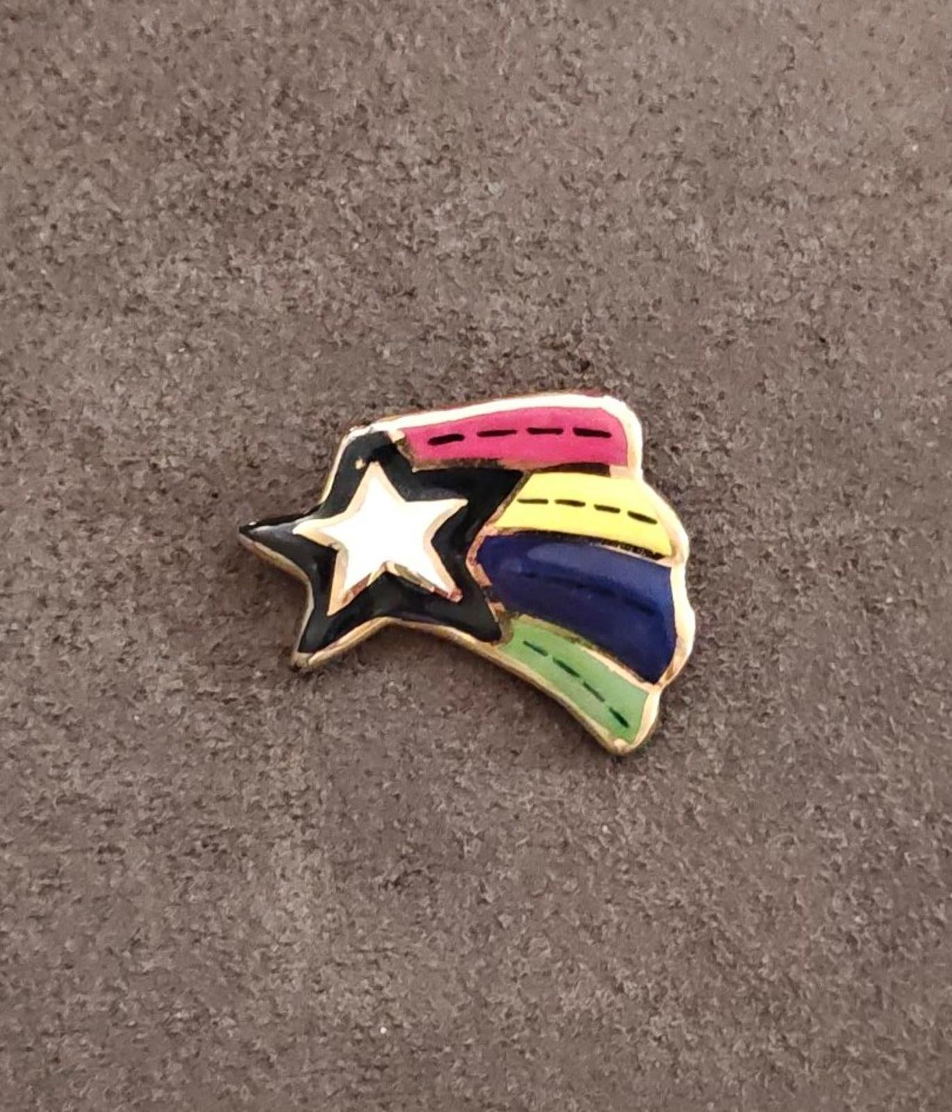 Artisan Rainbow Shooting Star Ceramic Glazed Pin Brooch