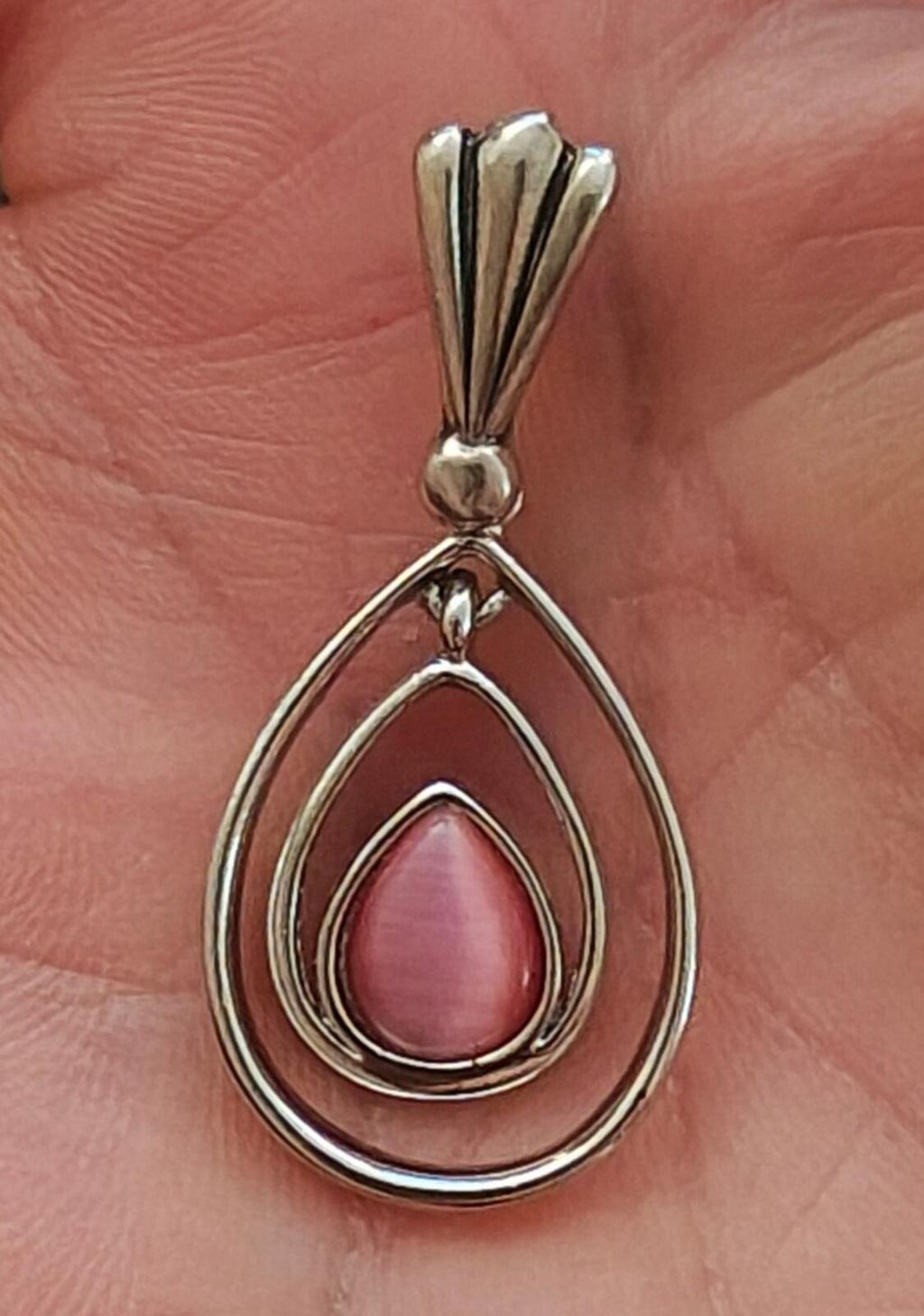 2000s Silver Tone Lia Sophia "Cotton Candy" Teardrop Pendant