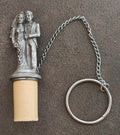 1980s Pewter Bride & Groom Wine Bottle Stopper