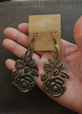 Plunder Design "Rosey" Antique Gold/Bronze Tone Filigree Dangle Earrings New