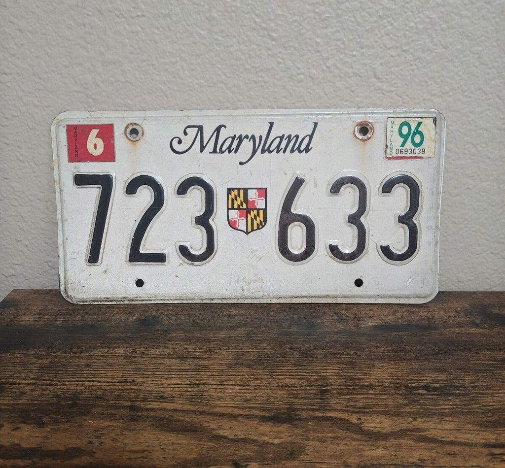 Maryland License Plate 1996 State Shield Emblem/Garage Decor