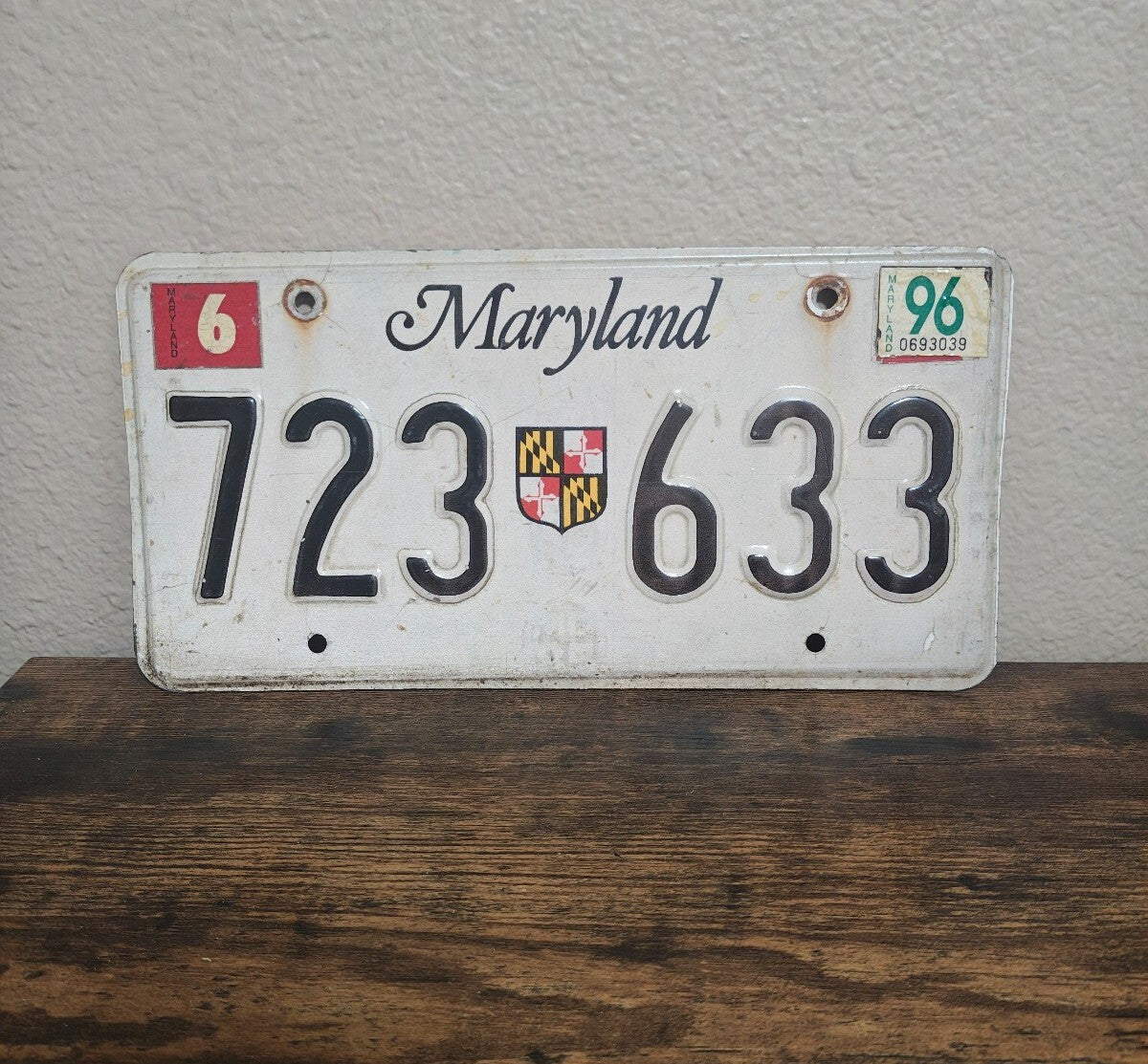 Maryland License Plate 1996 State Shield Emblem/Garage Decor