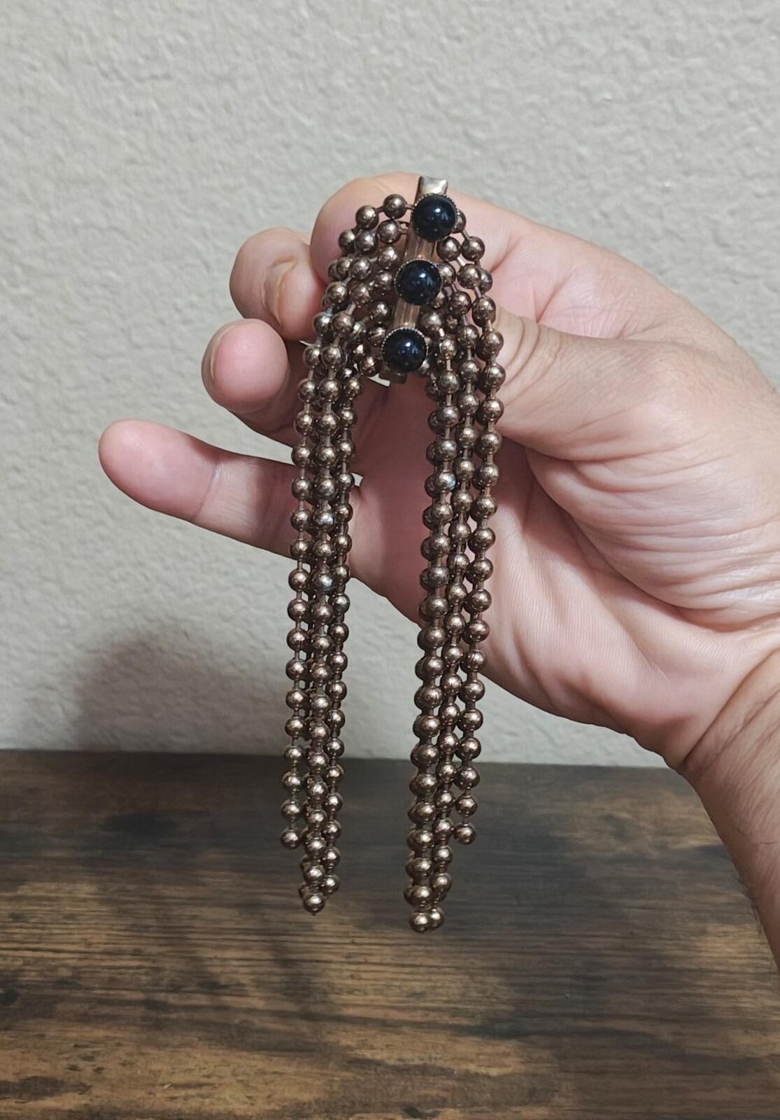 1980s Rare Art Deco Style Drop Tassel Gold Tone Brooch