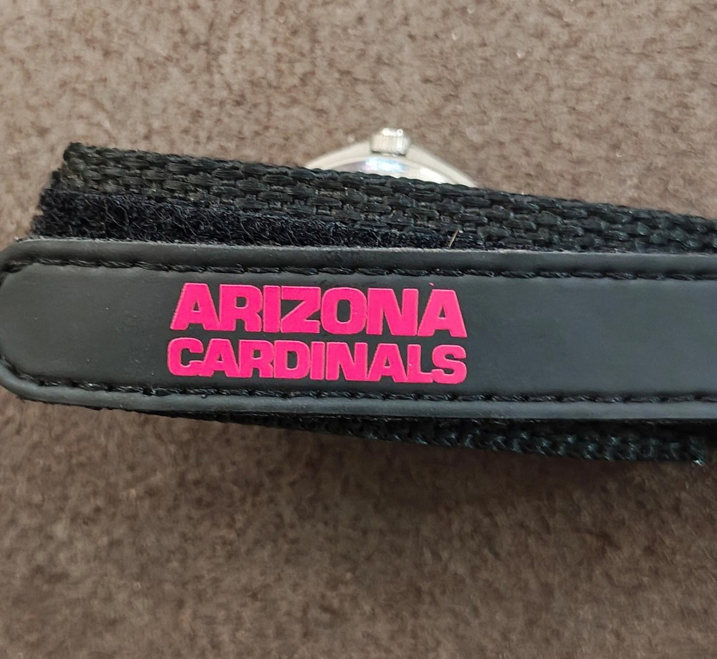 Arizona Cardinals Kids NFL Rookie Watch Black Nylon Strap Silver Dial