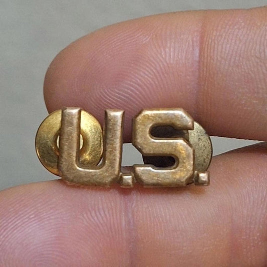 40s US Military Gold Tone Metal U.S. Initials Pin