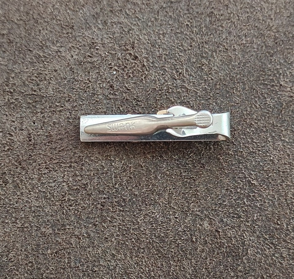 1950s/60s Rare Signed Swank Two Tone 3D Name "Bob" Tie Clip