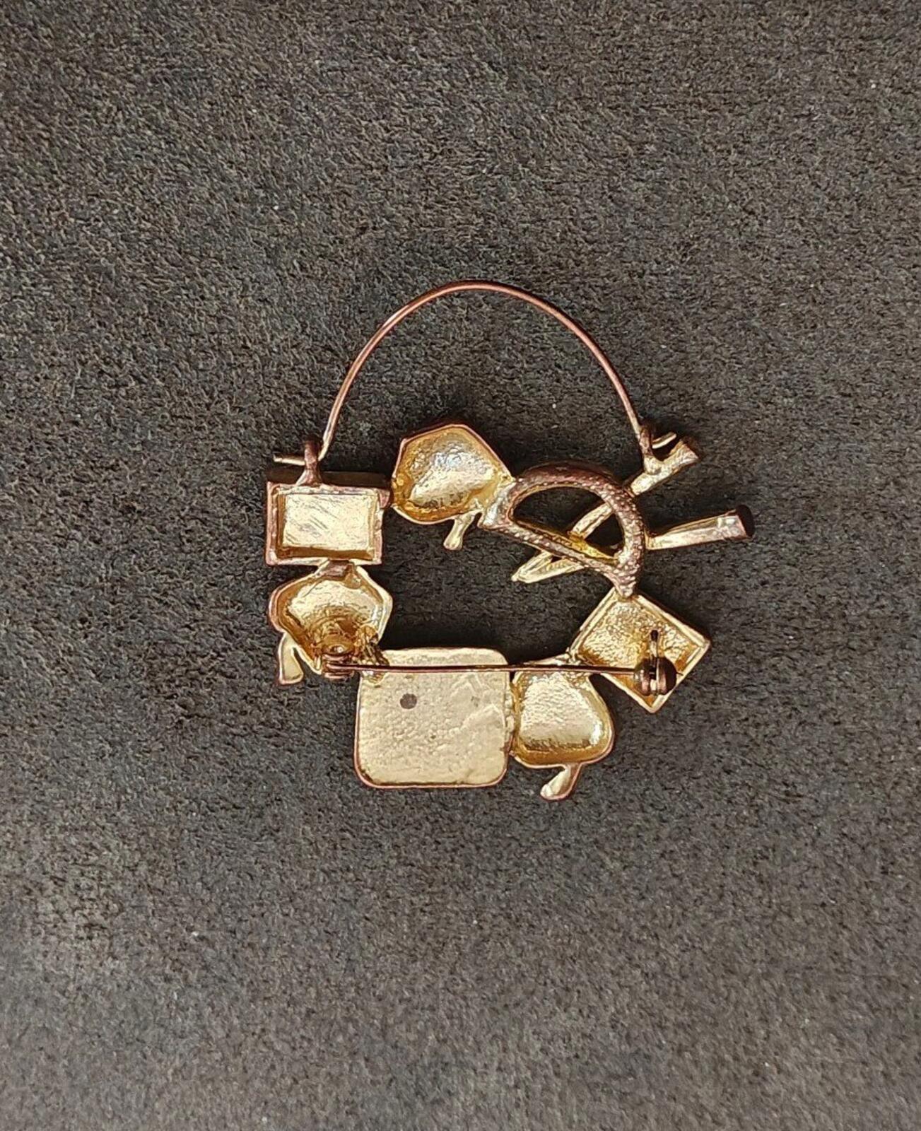 1980s Gold Tone Enamel School Teacher Brooch