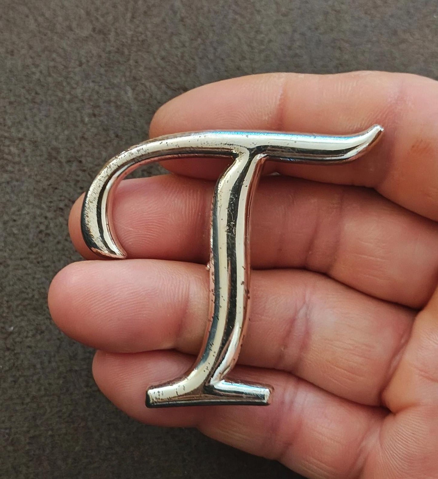 1980s Monogram Initial Letter T Silver Tone Pin/Brooch