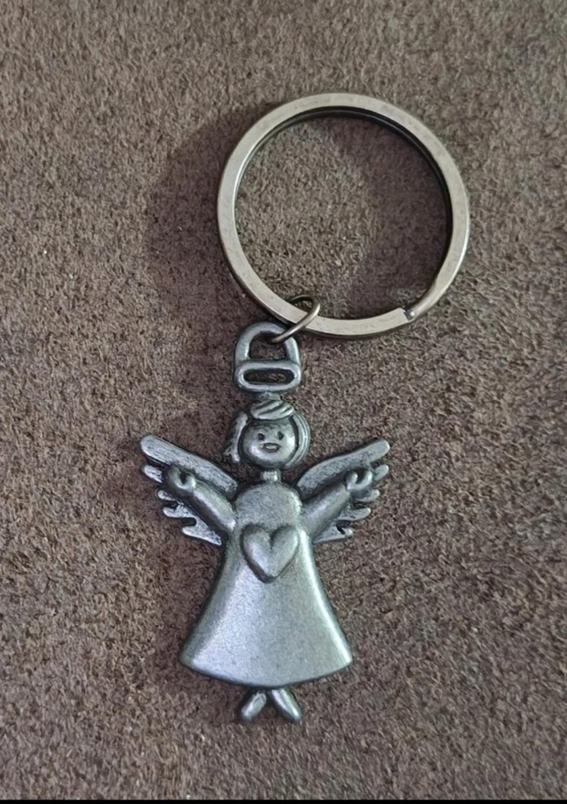 1990's Pewter Angel Keychain