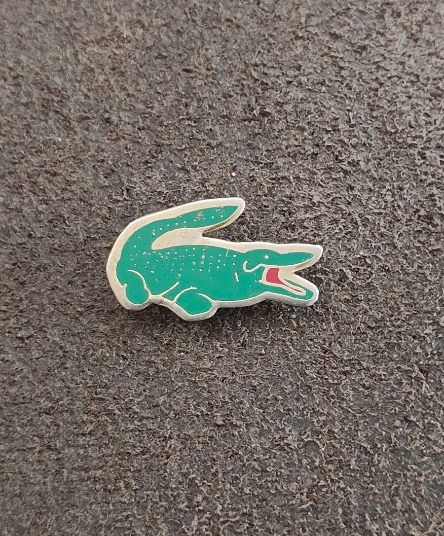 1980s Rare & Hard To Find Lacoste Gold Tone Enamel Crocodile Cloisonné Pin
