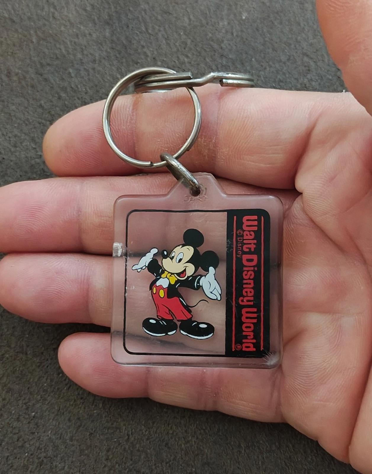 1990's Walt Disney World Mickey Mouse Square Plastic Keychain