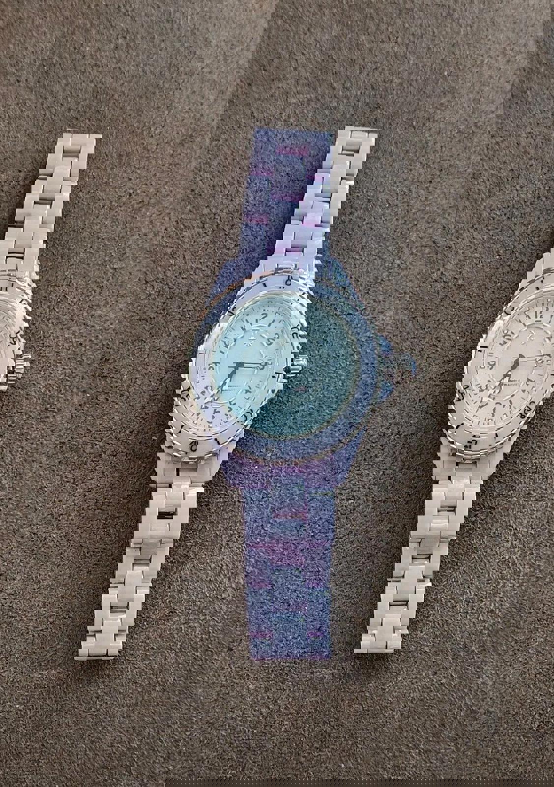 90's Isaac Mizrahi Live! Ceramic Purple Watch With Mother Of Pearl Dial