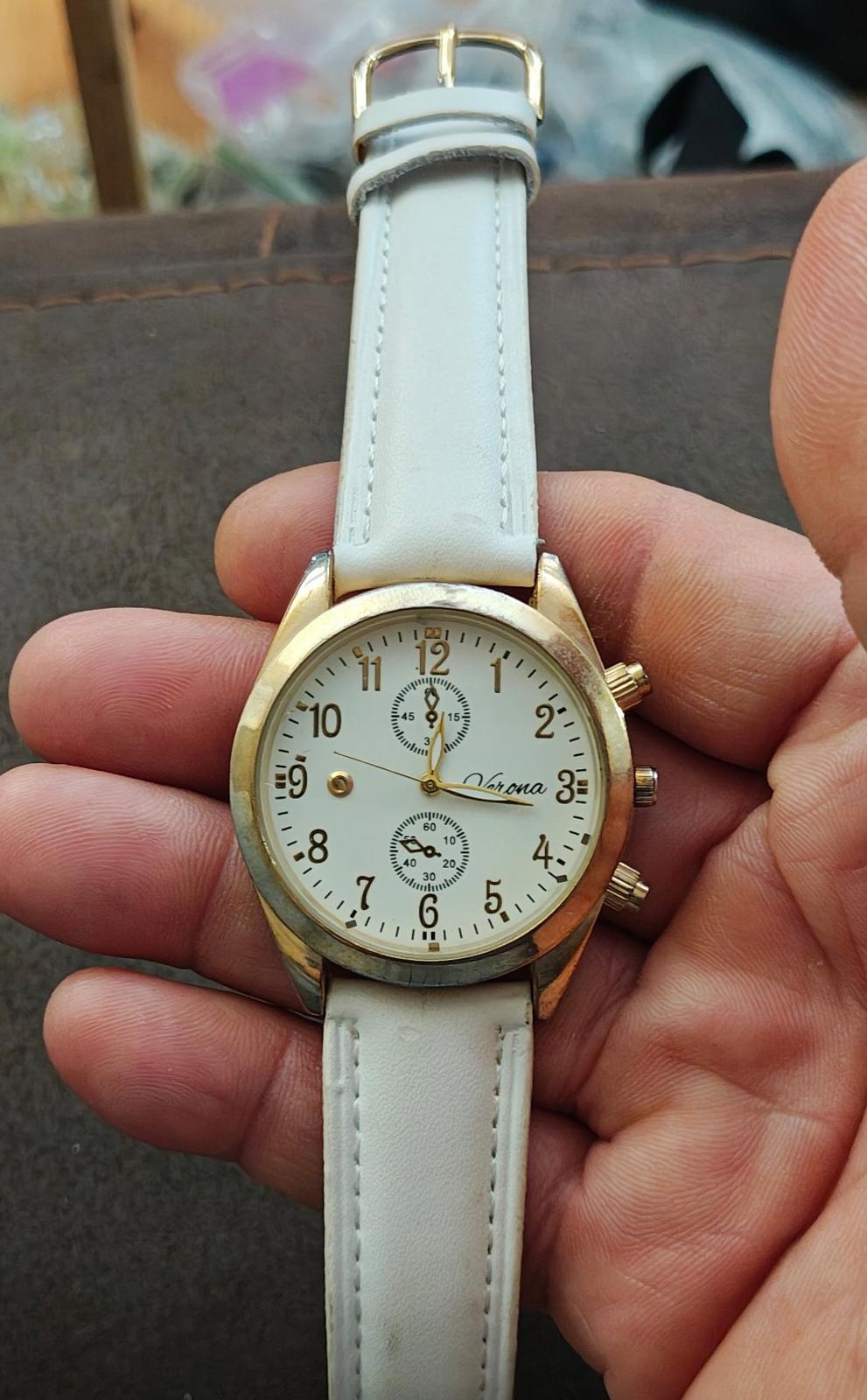 Verona Quartz With White Band Gold Tone White Dial Ladies Watch
