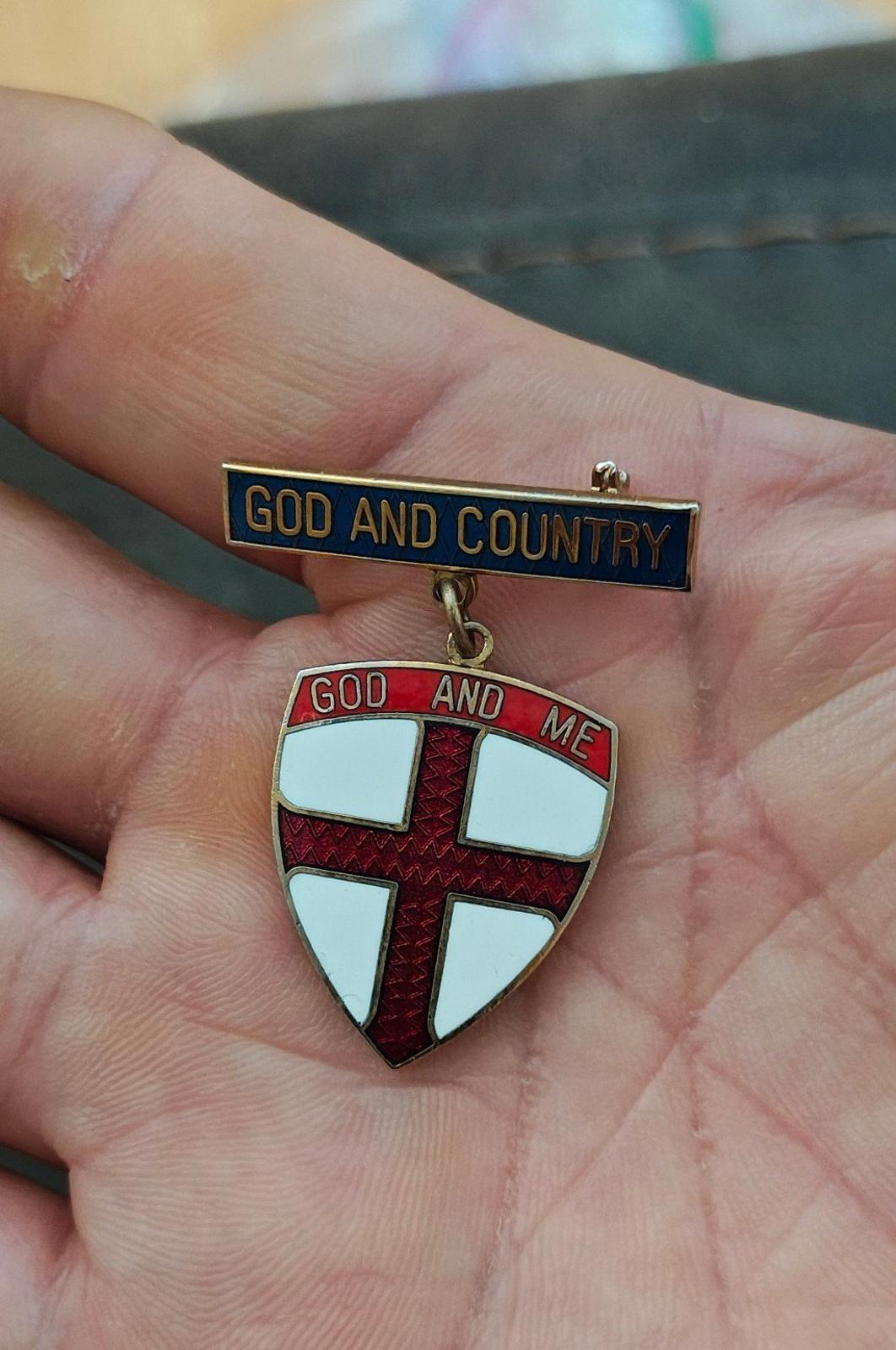 1980's God And Country God And Me Boy Scouts of America BSA Gold Tone Pin