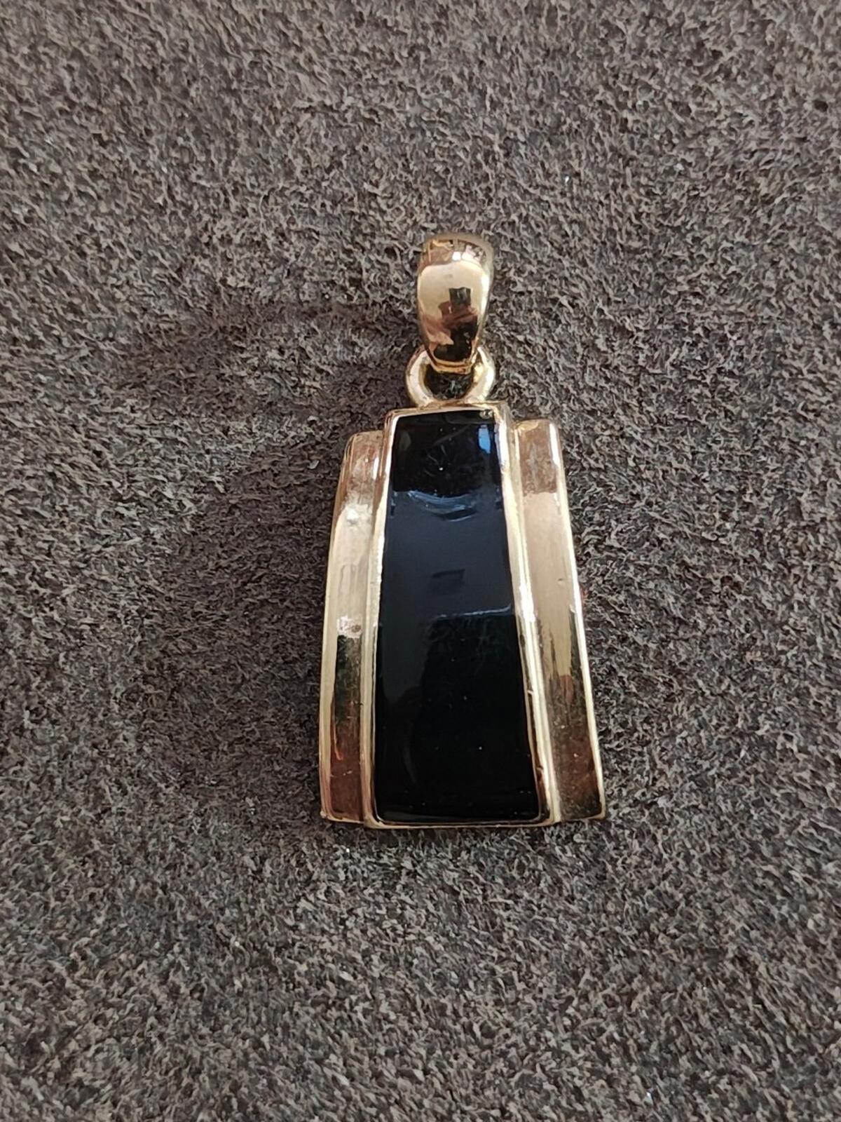 Signed Lia Sophia Refined Black Enamel Gold-Tone Slide Pendant
