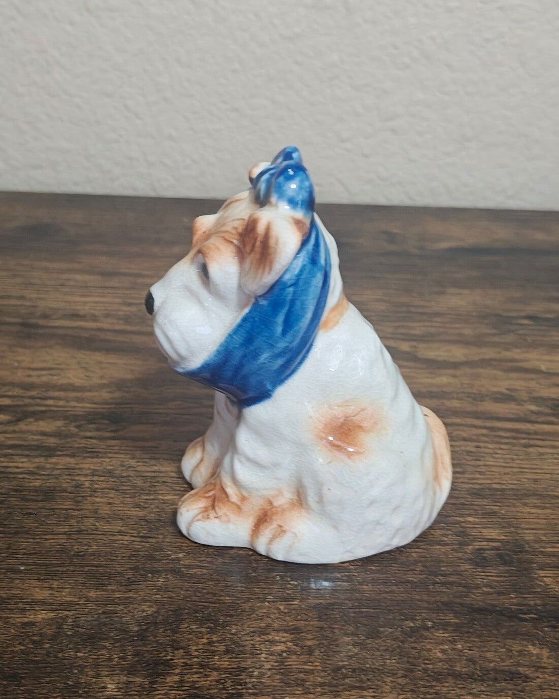 40s Made In Occupied Japan Porcelain Muggsy The Toothache Dog With Bow Figurine