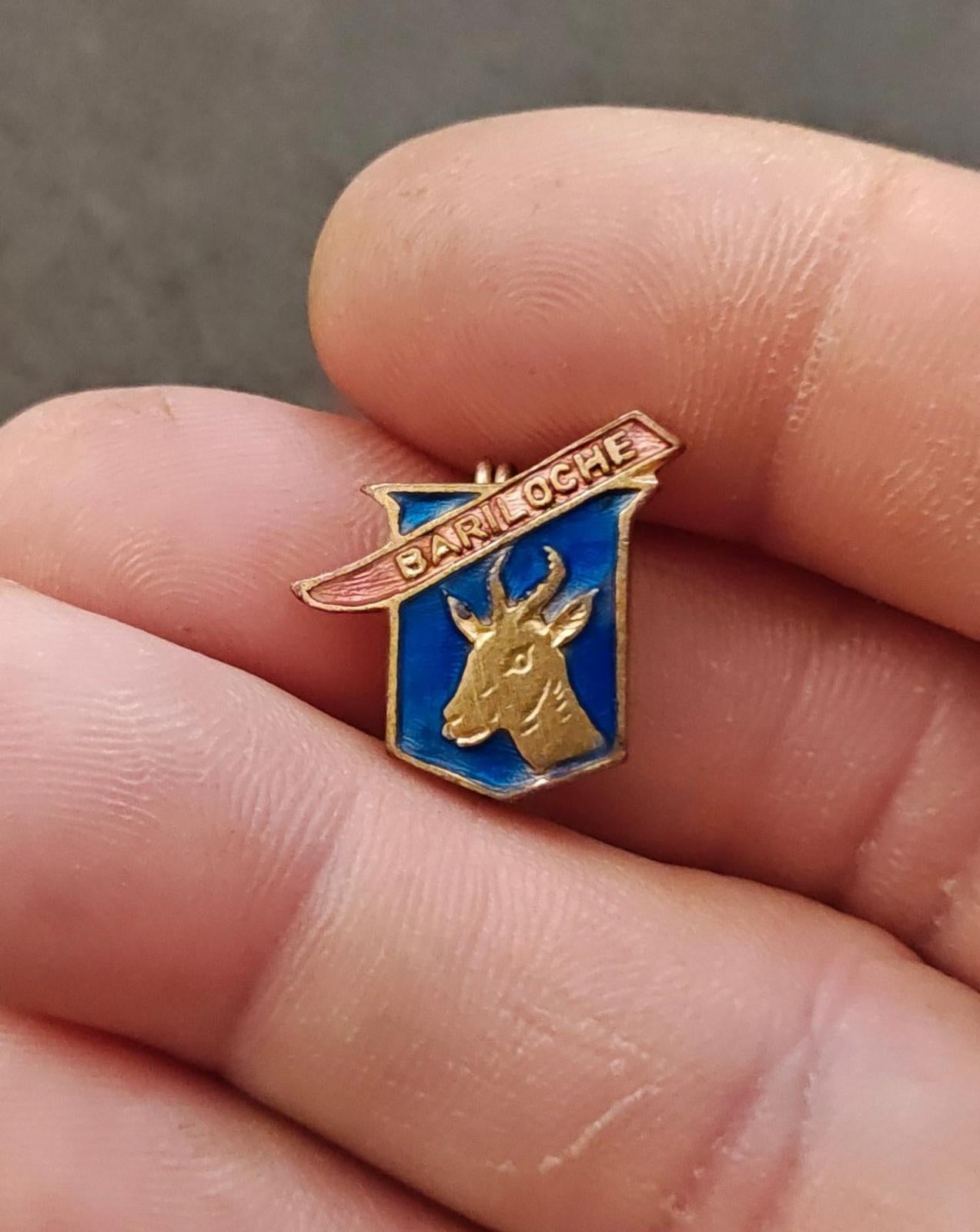 1940s/50s Bariloche Argentina Gold Tone Enamel Souvenir Pin