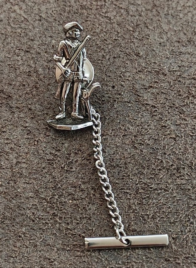 1970s Pewter Revolutionary Minuteman Tie Tack/Lapel Pin