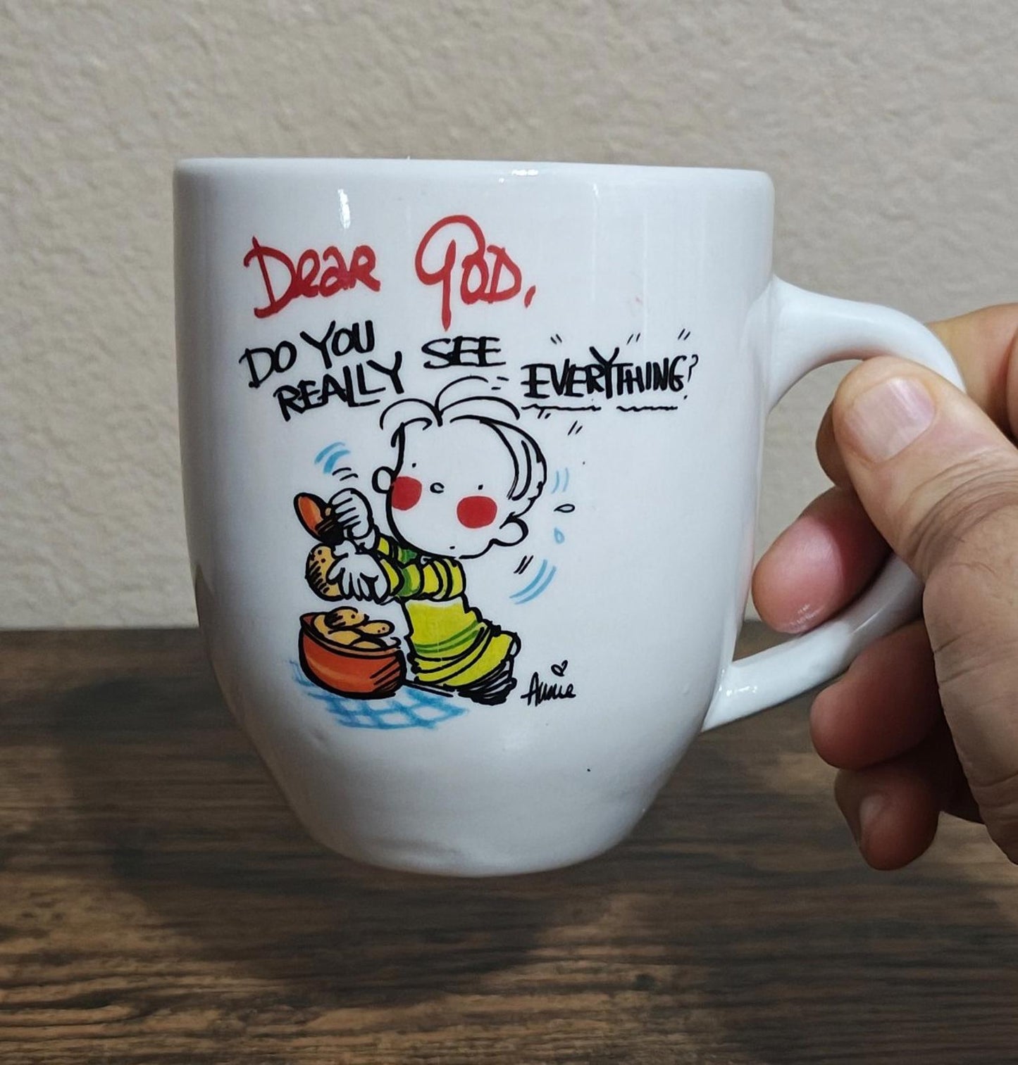 1980's Dear God Royal Ceramic Mug