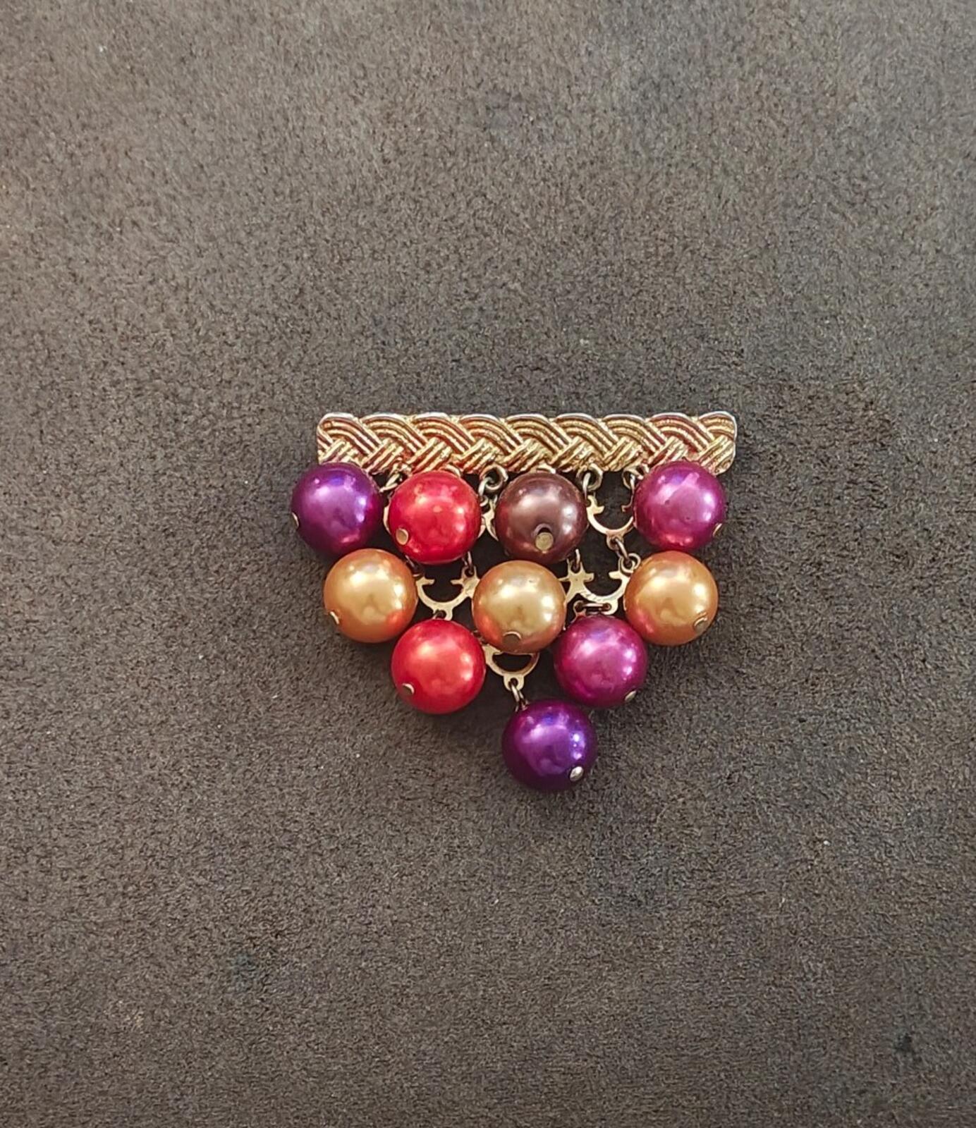 1960s Chandelier Style Gold Tone With Colorful Beads