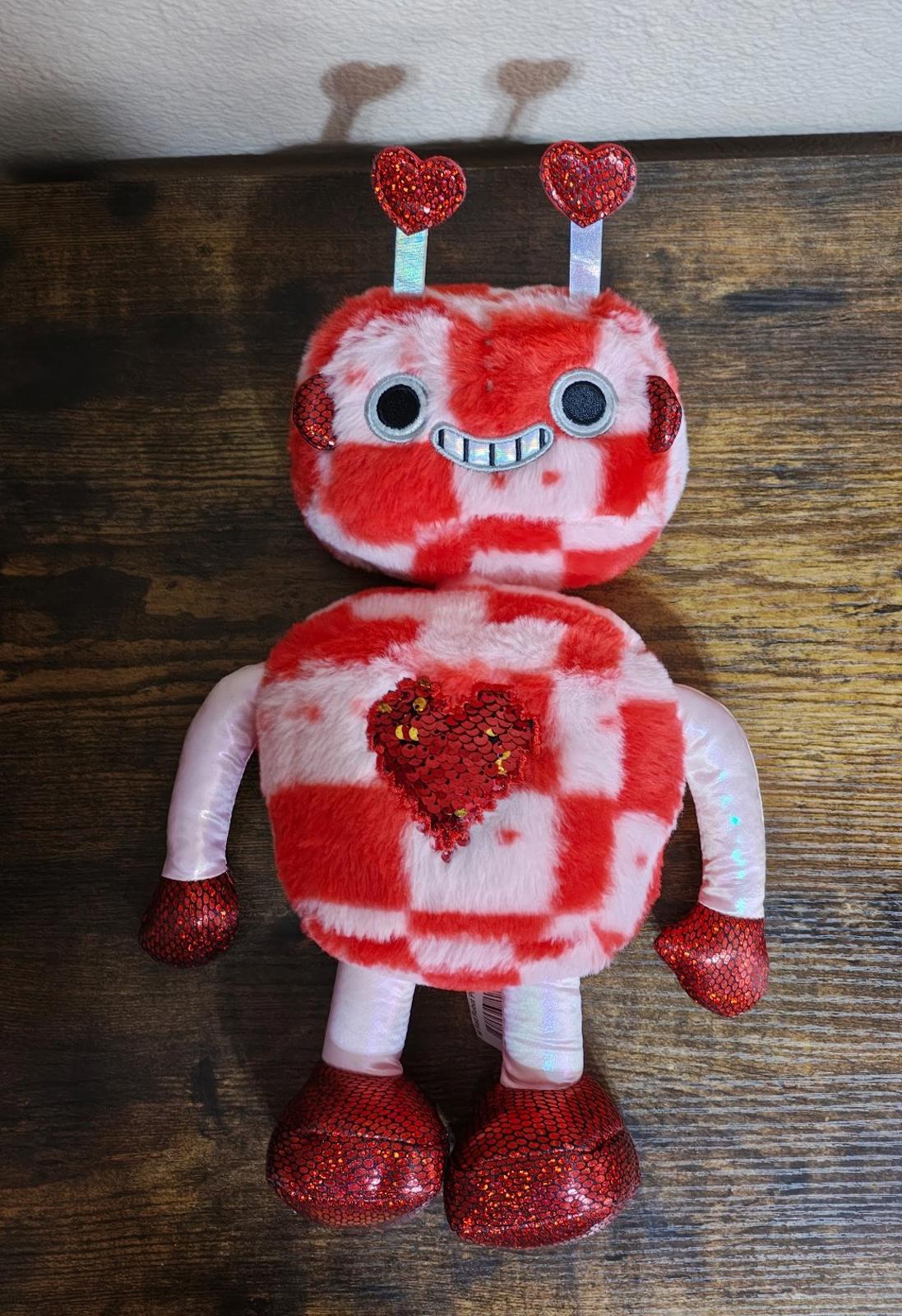 Red Robot Valentine Tech Love Sequin Heart Anniversary Plush