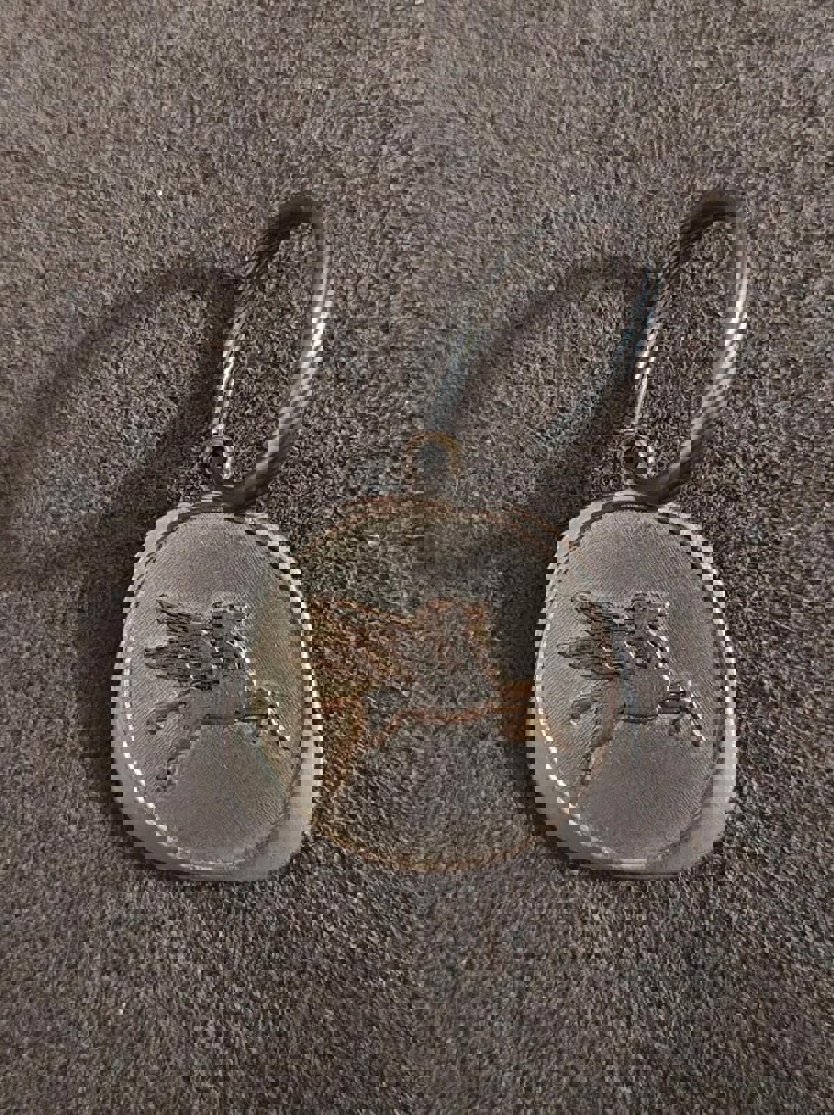 1970s Vintage Chevron Pegasus Pewter Keychain