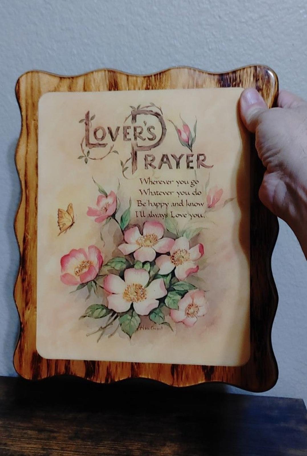 1970's Lover's Prayer Epoxy Coated Wood Wall Plaque