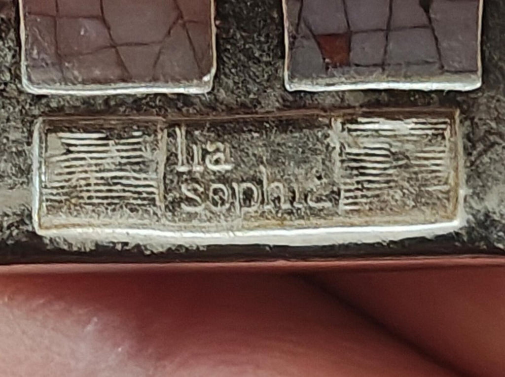 90s Signed Lia Sophia "Cupcake" Slide Pendant Designed With a Windowpane Grid