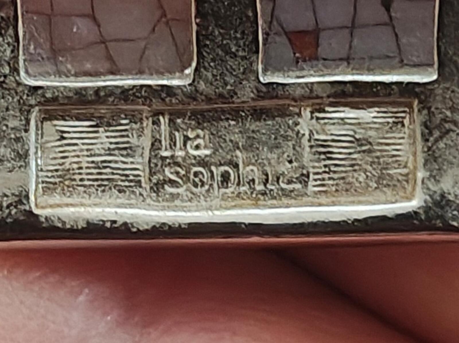 90s Signed Lia Sophia "Cupcake" Slide Pendant Designed With a Windowpane Grid