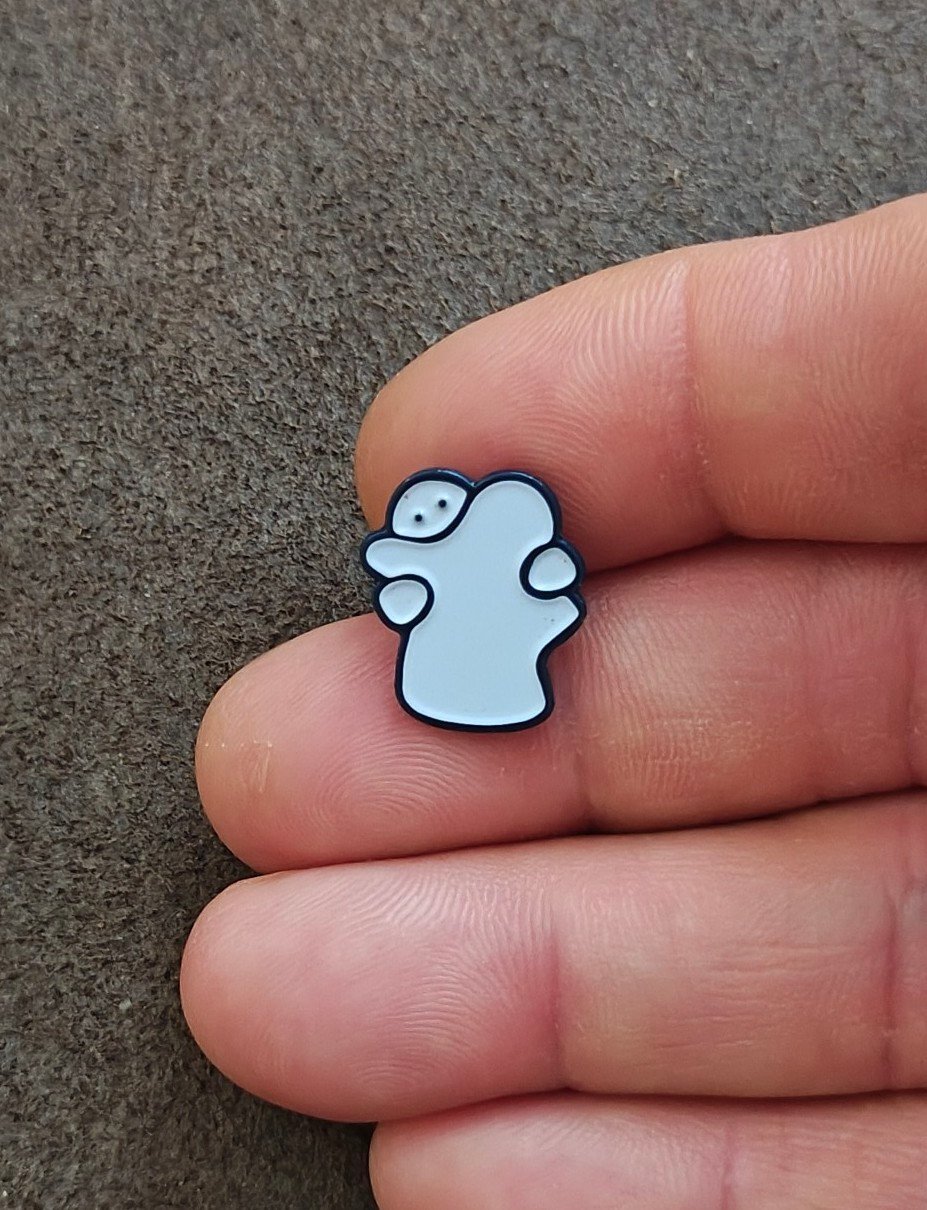 Two Ghosts Hugging Small Metal Enamel Pin
