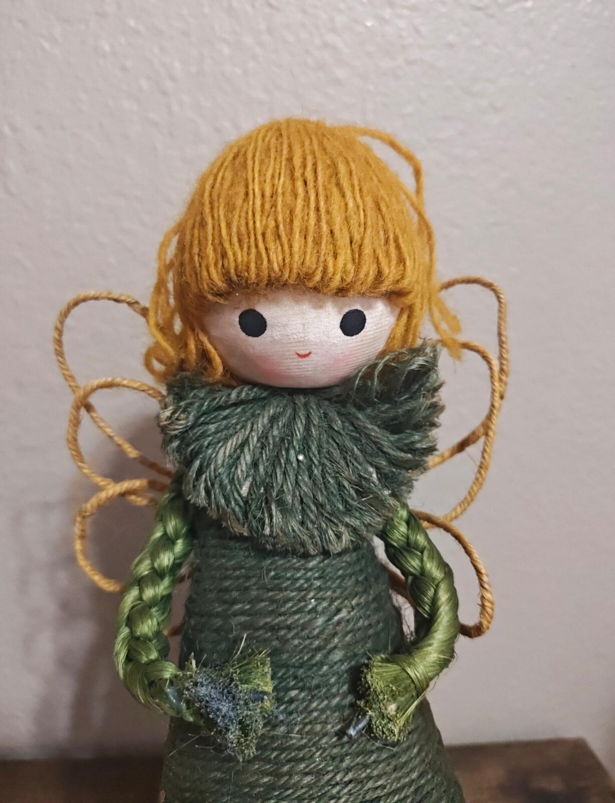 1960s/70s Handcrafted Burlap & Jute Angel Figurine/Tree Topper