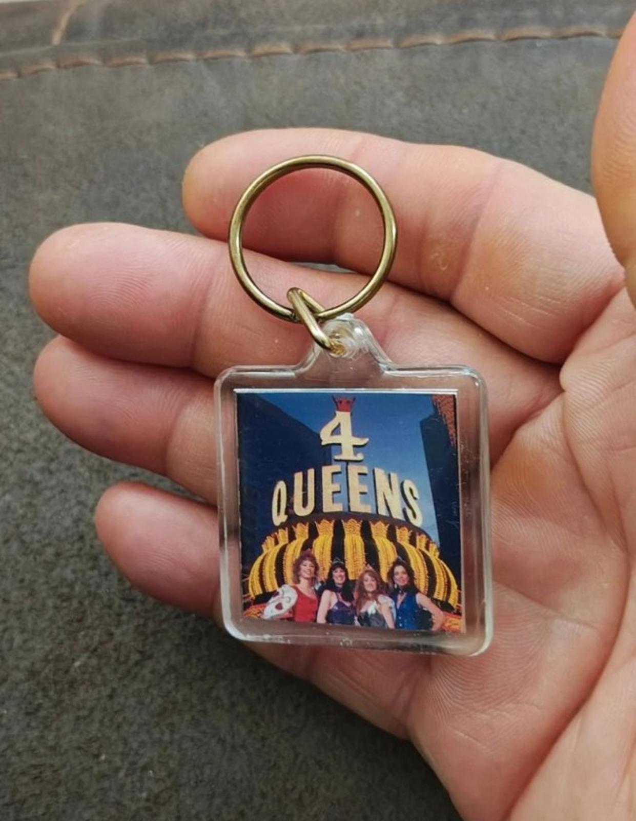 1990s Vintage Four Queens Hotel Casino Downtown Las Vegas Hard  Plastic Keychain