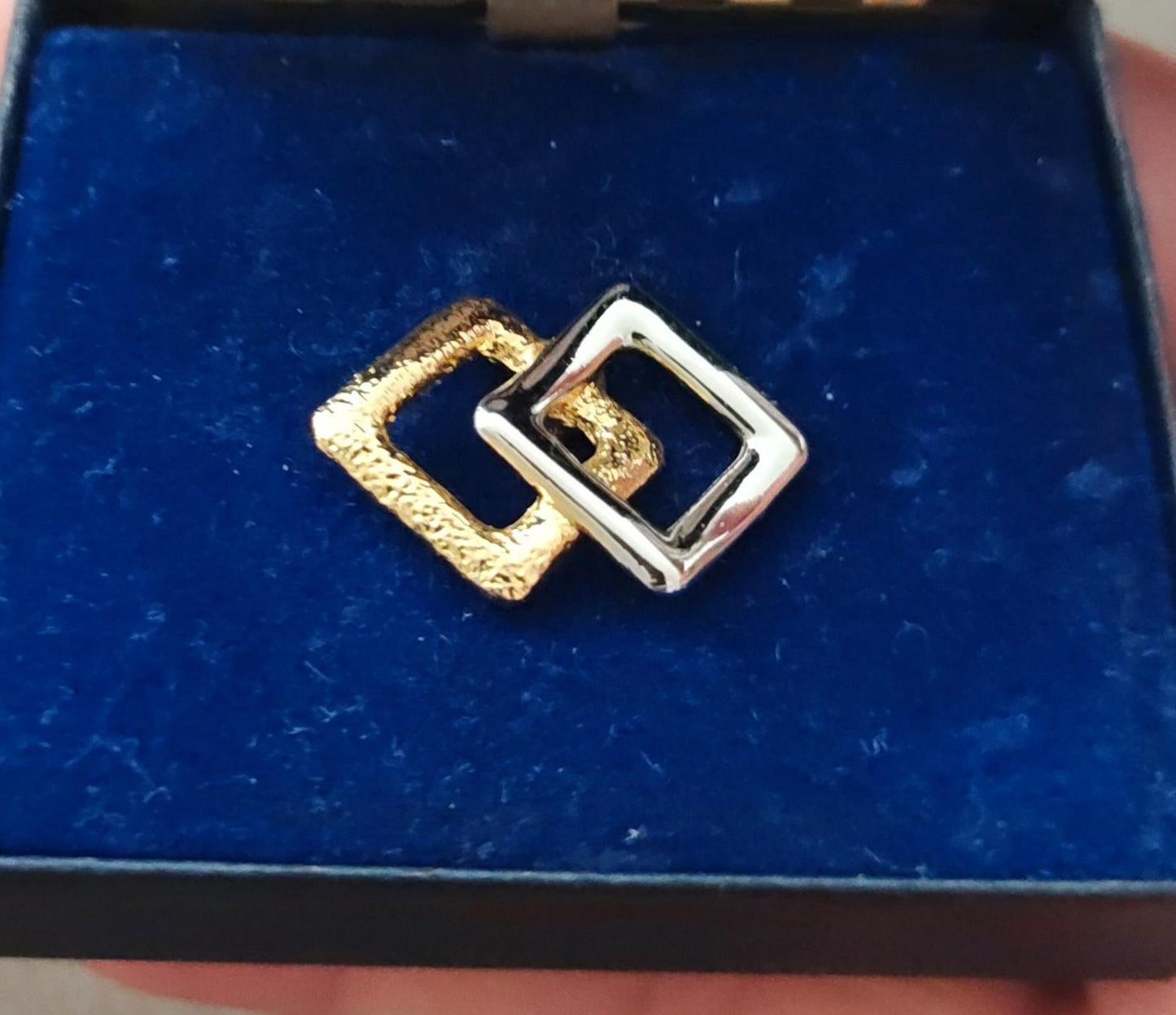 1960s Swank Abstract Link Style Two Tone Textured Tie Tack/Lapel Pin