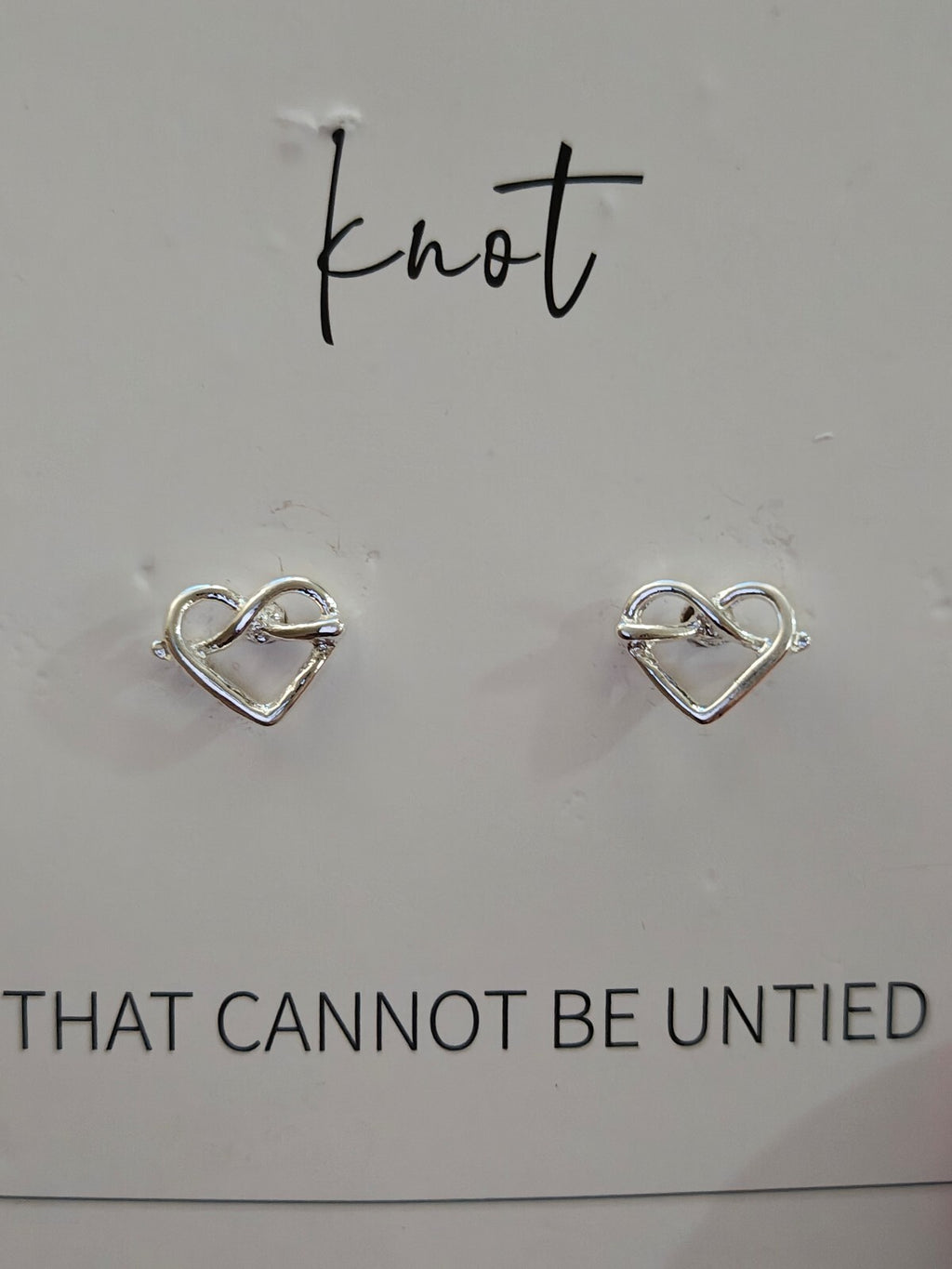 Friendship Knot Heart Stud Earrings New On Card