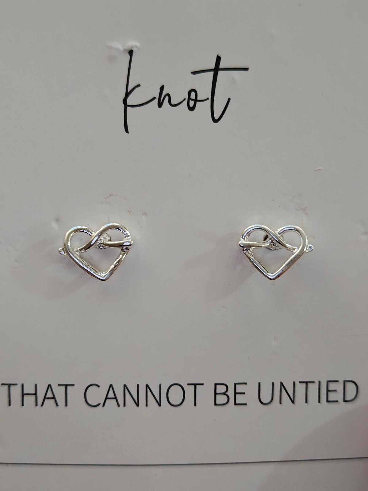 Friendship Knot Heart Stud Earrings New On Card