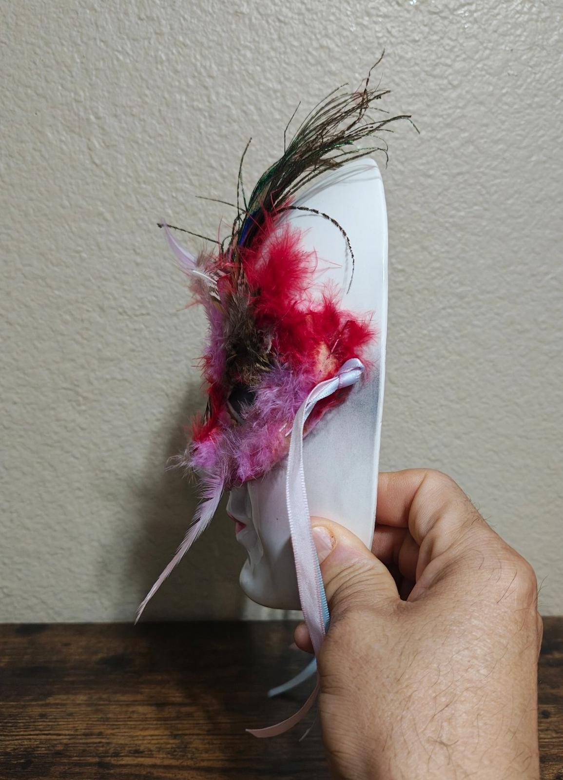 1980's Lis Hand painted Porcelain Masquerade Mardi Gras Mask