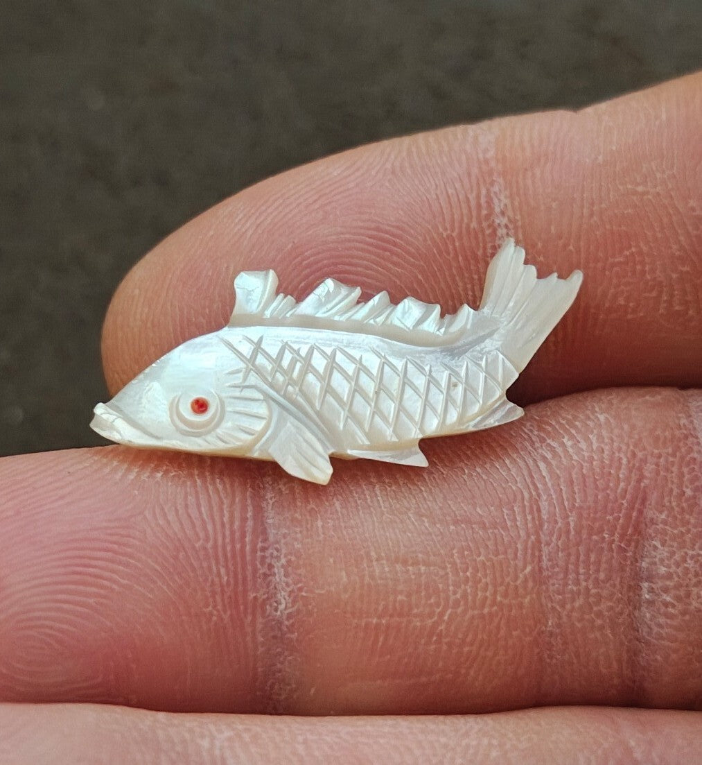 1960s Hand Carved Mother of Pearl Koi Fish Brooch Pin
