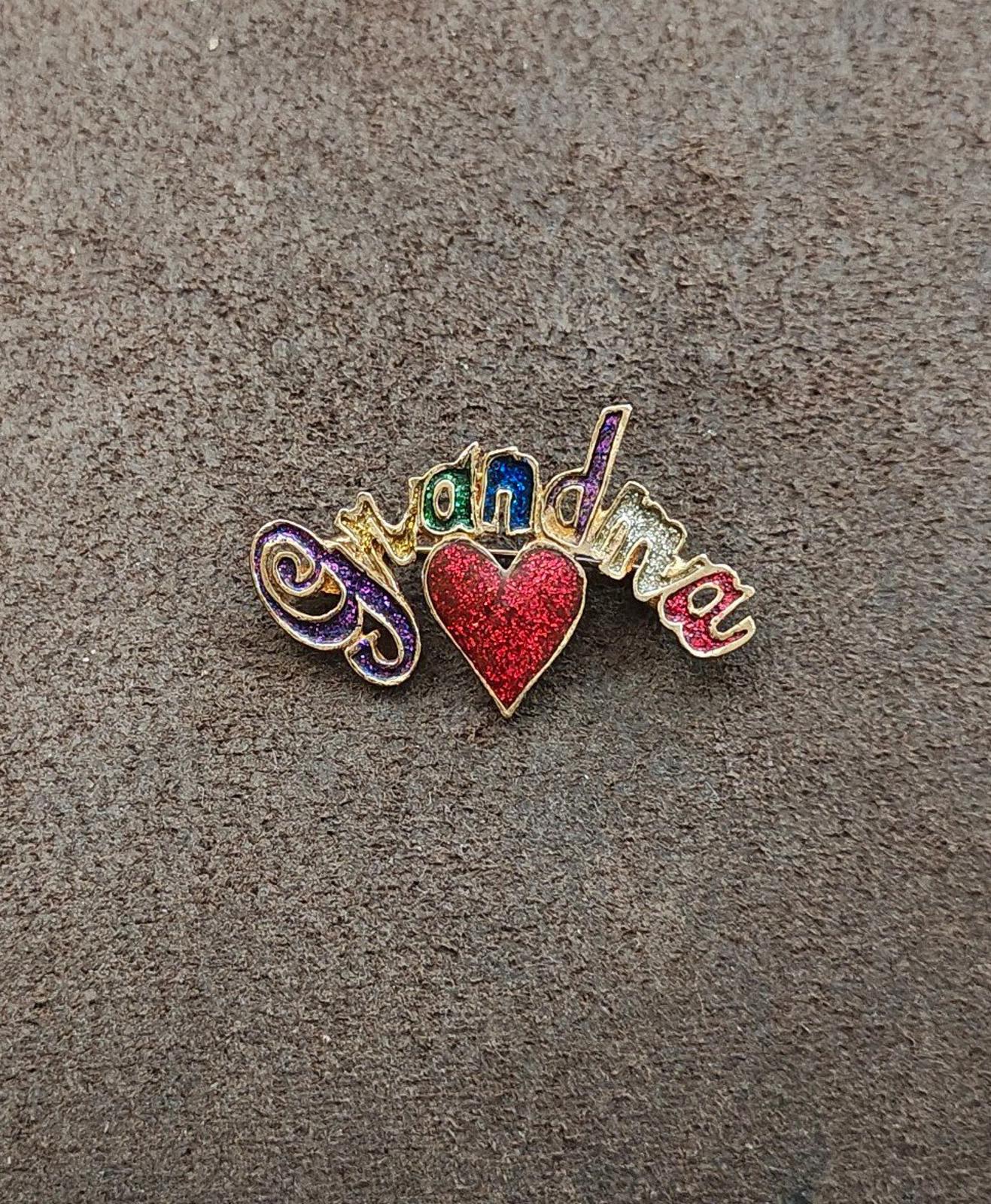 1980s Rainbow Glitter Gold Tone Grandma Brooch