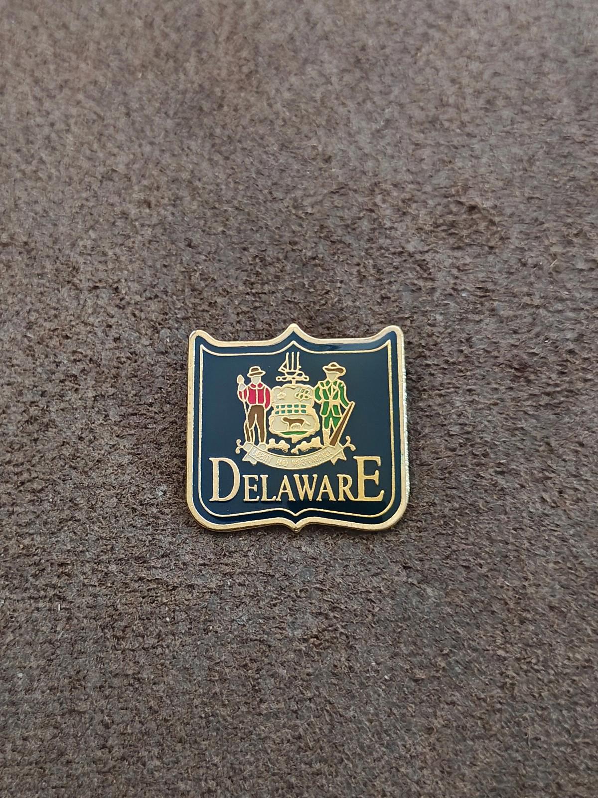 1990s Gold Tone Delaware Souvenir Enamel Pin