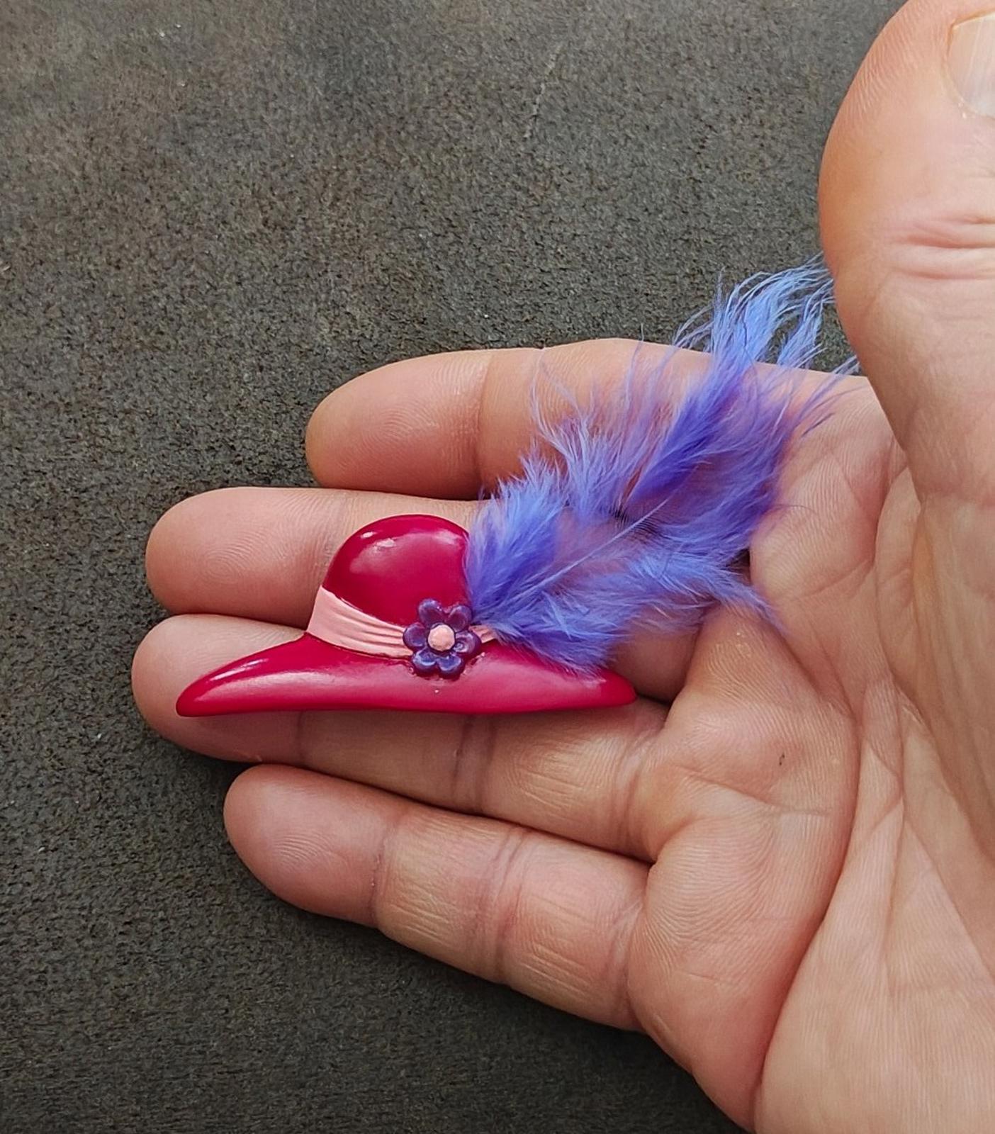 1990s Red Hat Society Hard Plastic Brooch
