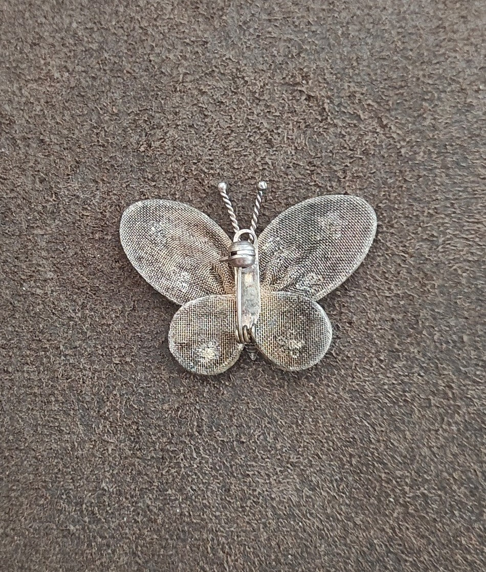 1960s/70s Silver Tone Mesh Butterfly Brooch & Pendant-Dual-Use Pin
