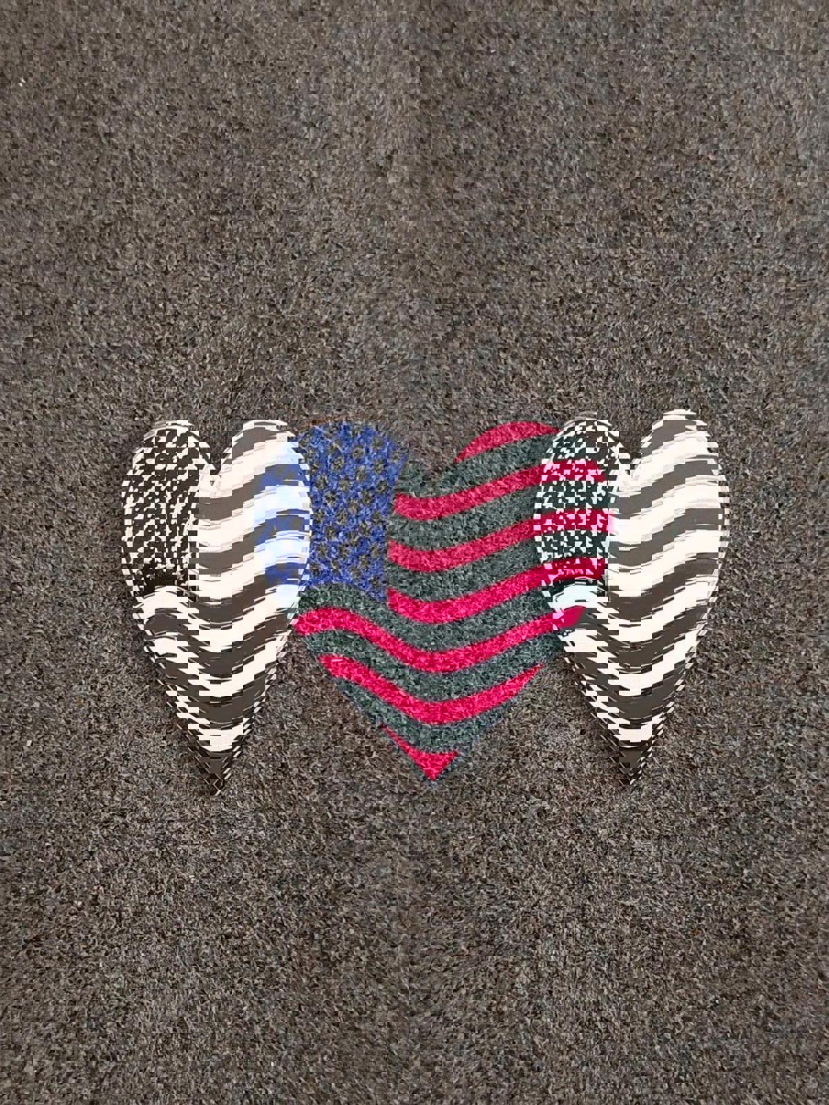 1980's Wavy American Flag Heart Silver Tone Pin