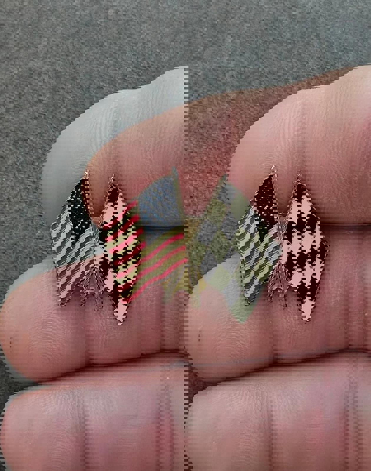 1980's American Flag and Checkered Flag Gold Tone Pin